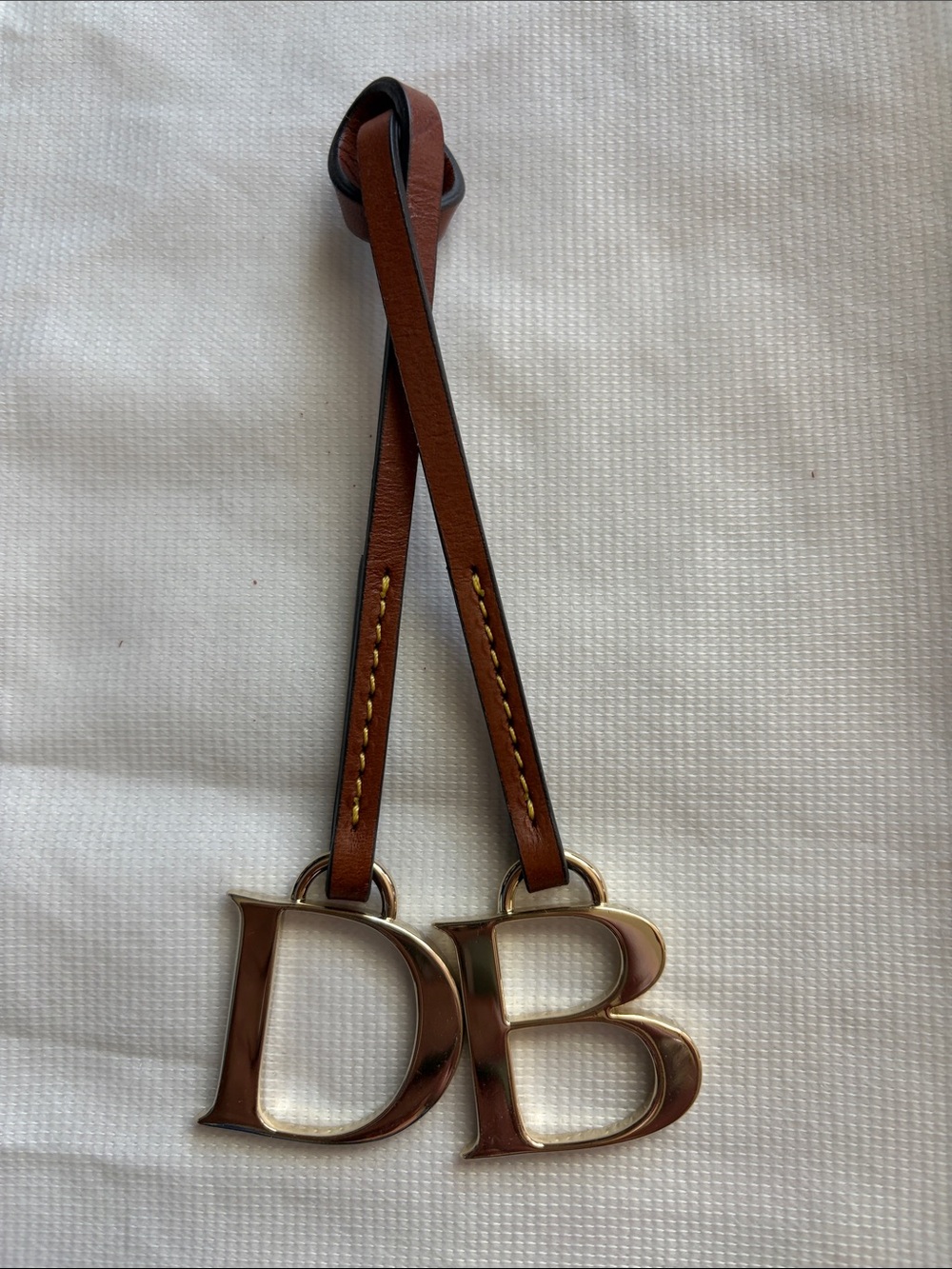 Dooney & Bourke Brown Leather Double Initial Charm - DB Gold Accents